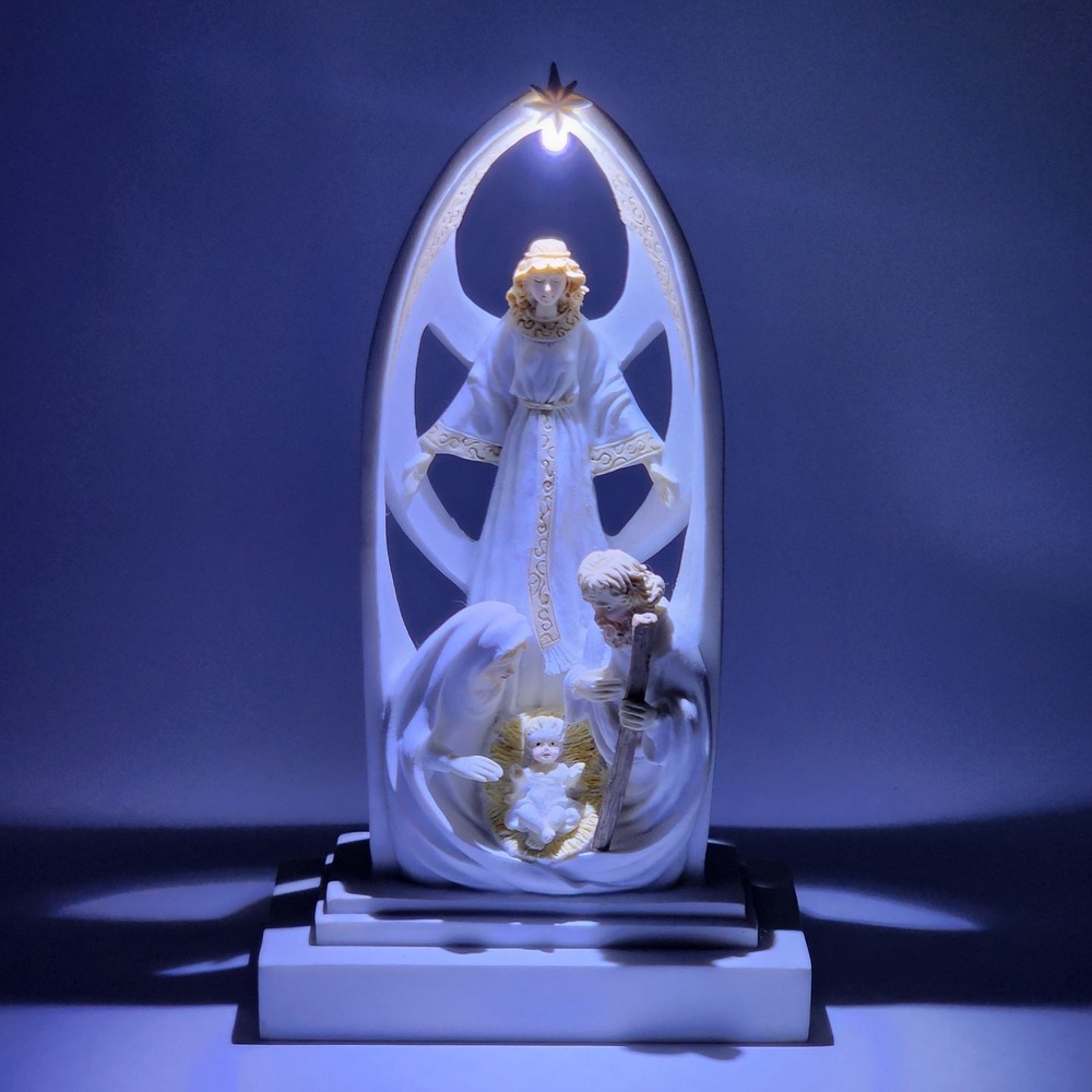 Vintage Gans Light Up Nativity Scene Holy Family Angel Christmas Decor 6" Works